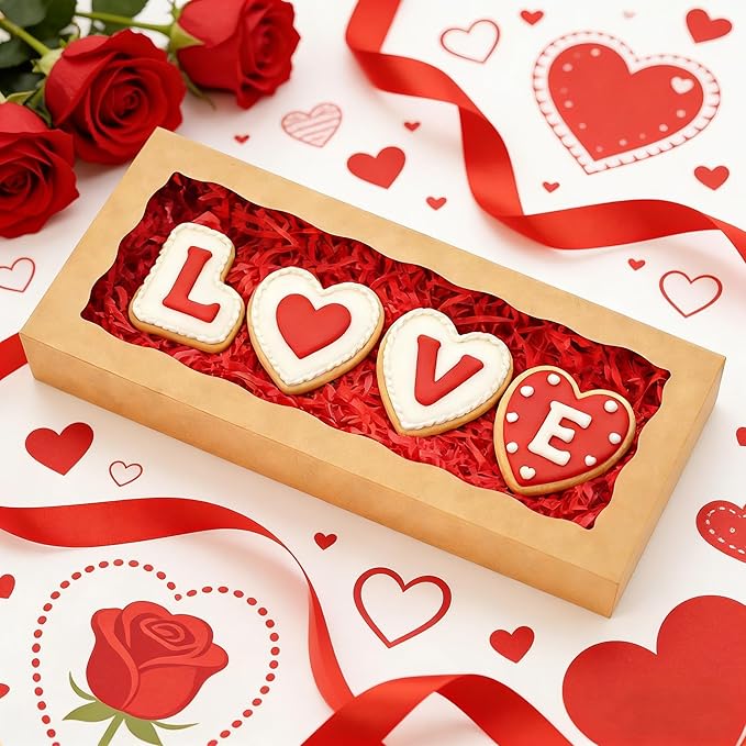 XINHPKGG 50pcs Cookie Boxes with window 12 x 5 x 1.5 Inch Bakery Boxes Treat Box Dessert Box for Wedding Party Favors - Brown