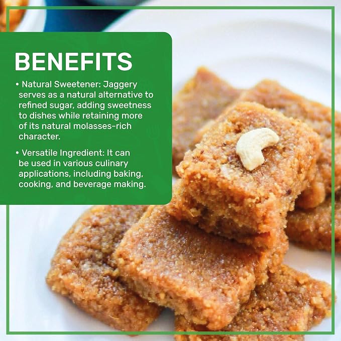 Jiva Organics Jaggery Whole 1 LB (454g) | Cone Shapes - Gur, Panela | Unrefined Natural Cane Sugar | No Chemicals, No Preservatives