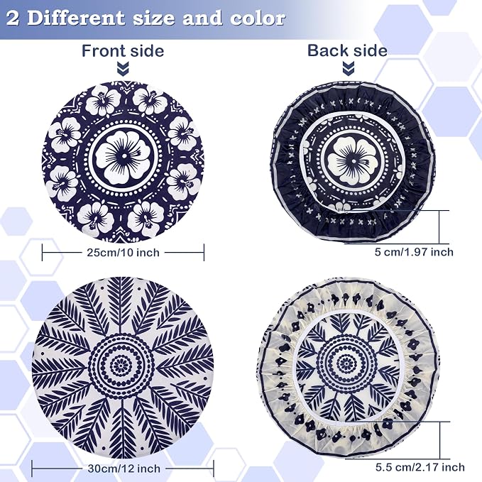 2 Large Reusable Beeswax Bowl Covers for Bread Proofing, 10/12 Inch Elastic Beeswax Wraps Cotton Cloth Sourdough Bowl Covers for Proofing Baskets, Mixer Bowls, Food Storage Containers