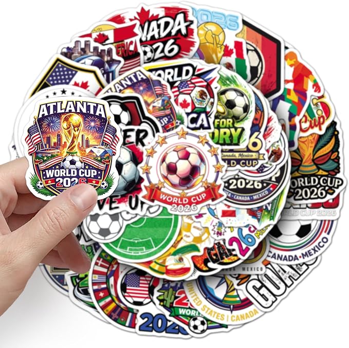 Soccer Stickers,50pcs World Cup Football Birthday Party Decorations Round Soccer Ball Goal Trophy Label Stickers Sports Game Party Favors Gift Bag Packaging Envelope Sealing Supplies (Soccer 4)