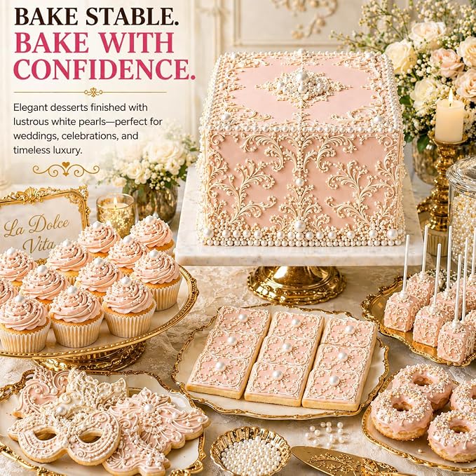 Confect White Pearl Sprinkles | Valentines Sprinkle | Edible Mix White Pearls & Dragees | Frozen Sprinkle & Disco Balls for Cakes, Cupcakes | White Princess Disco Ball Sprinkles | Vegan, Gluten-Free, Nut-Free, Soy-Free, Dairy-Free, Palm Oil-Free | Dye ...