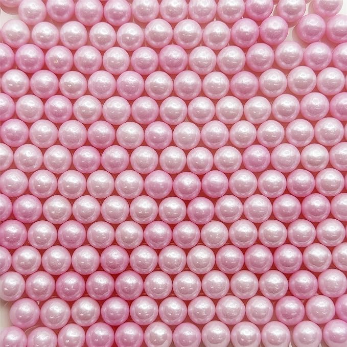 CandiJumpin 7mm Edible Pink Pearls, Pink Pearl Sprinkles for Cake Decorating Small Sugar Pearls Edible Cake Decorations Pearl Sugar Sprinkles Cupcake Toppers Baby Shower Party Birthday Wedding Christmas Supplies 3 OZ