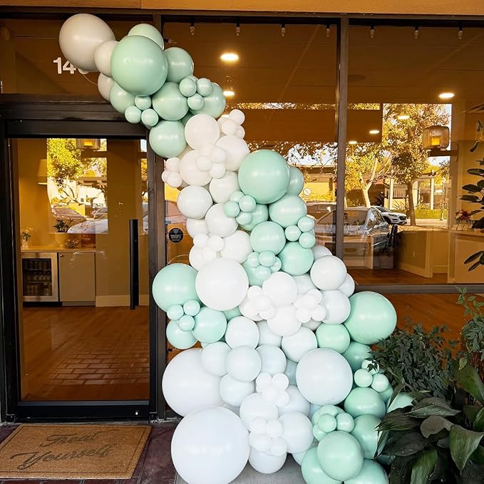 120pcs Mint Green Balloons, 18 12 10 5 inch Mint Green Latex Balloons Different Sizes Balloon Arch Kit for Birthday Baby Shower Gender Reveal Wedding Party Decorations