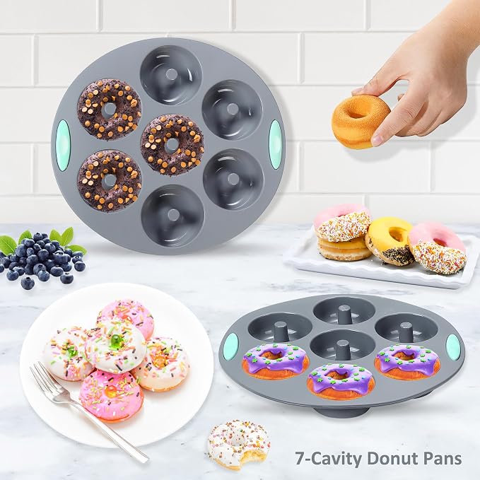 Tongjude 54 Pieces Silicone Baking Pans Set, 10 Silicone Cake Molds, Loaf Pan and Muffin Pans, Non-Stick Baking Cup, with Measuring Cups and Spoons Set, Grey