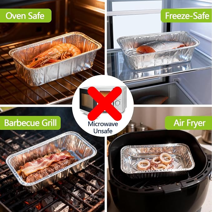 UBeesize 2Lb Thicker & Heavy Duty Disposable Aluminum Loaf Pans, 50 Pack Ultra Sturdy 8.5 x 4.5 Foil Bread Pans for Baking Banana Bread, Cakes, Meatloaf & Food Storage