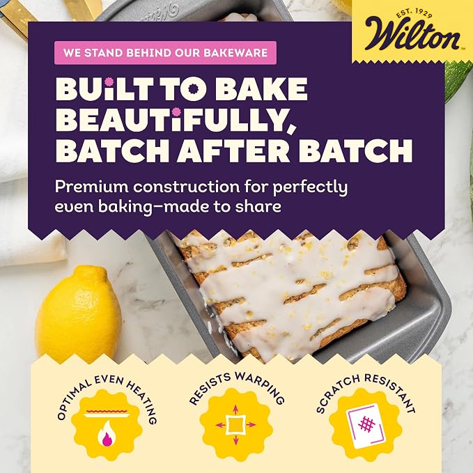 Wilton Gold Non-Stick Bakeware Large Loaf Pan - Baking Pan for Breads, Pound Cake & More - Even Heat Distribution & Extended Handles - Made Without PFAS - 9.25 x 5.25 x 2.75 Inch