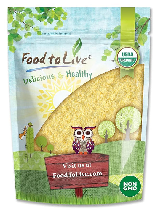 Food to Live Organic Corn Flour, 5 Pounds Non-GMO, Whole Grain, Finely Ground Meal, Vegan, Kosher, Bulk Yellow Milled Maize. Great for Cooking and Baking Cornbread, Pancakes, and Tortillas.