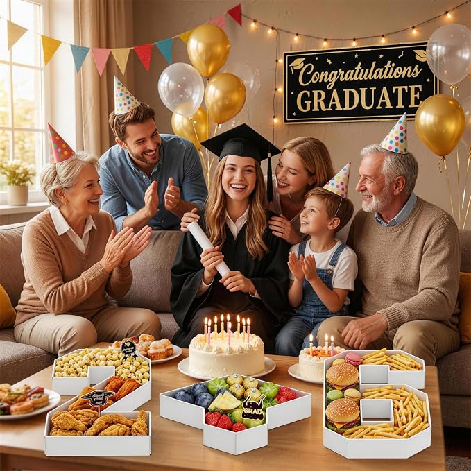 HILAVO 26 Charcuterie Numbers Fillable, 3Pcs 13.7" Graduation Cap Number Charcuterie Board Box 2026 Graduation Decorations Food Serving Tray for Class of 2026 Congrats Grad Party Decorations