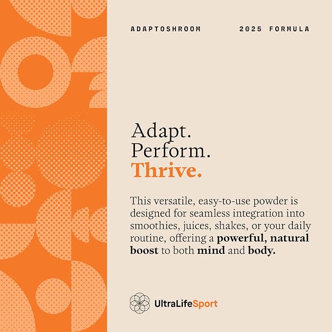 Ultra Life Sport - AdaptoShroom 7 Adaptogenic Mushrooms - Organic Mushroom Supplement - Cordyceps, Lion’s Mane, Chaga, Turkey Tail, Maitake, Shiitake, & Reishi - Immunity Support Adaptogen Drink