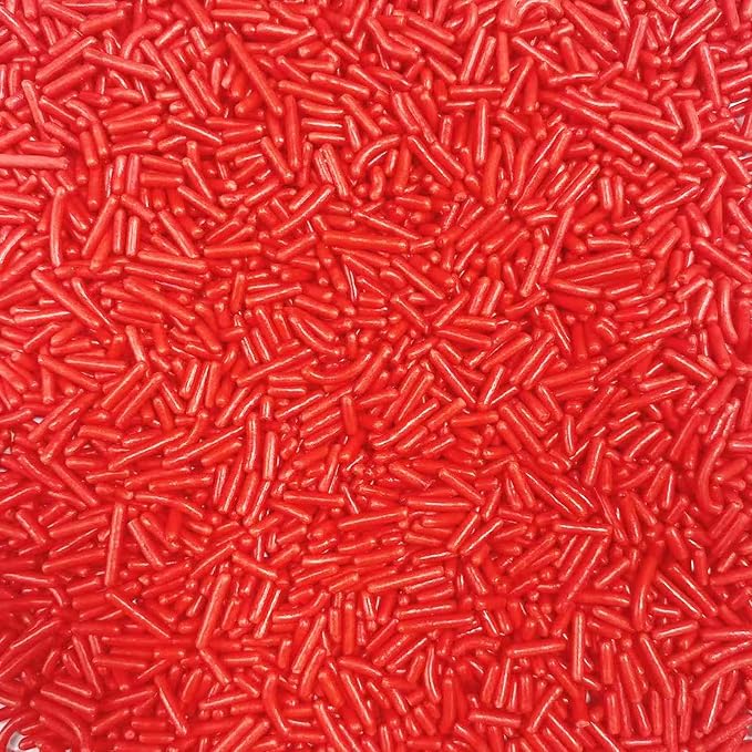 PhilaeEC Red Jimmies Sprinkle Edible Soft Jimmies Sprinkle for Cake Decoration Cupcake Topper Cookie Baking Decorations Halloween Christmas Valentine Supplies 2.75oz/78g