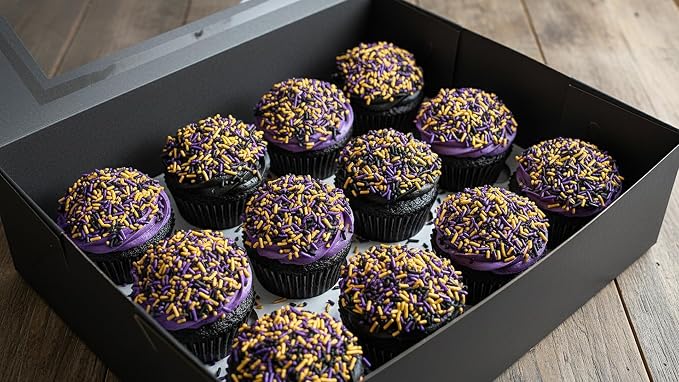 NCS Pearlized Purple, Black & Gold Jimmies Edible Sprinkles – Cupcake, Cake & Cookie Decorations, 7 oz