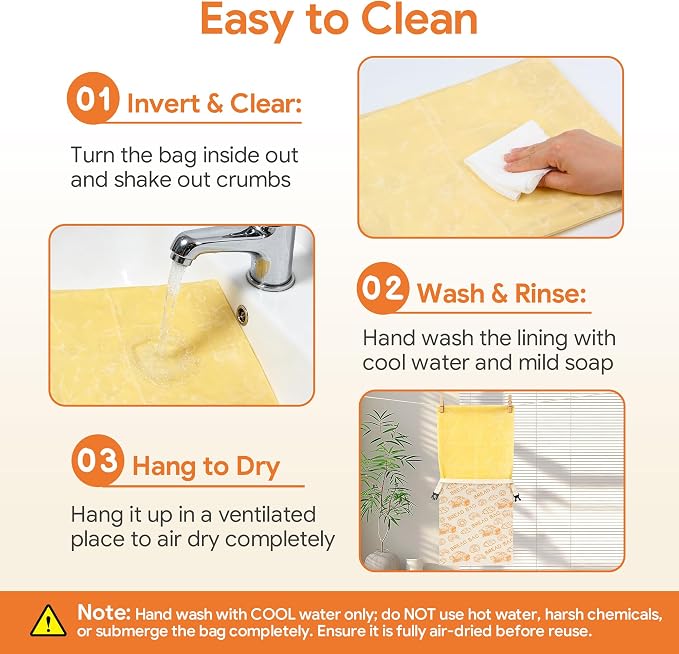 Beeswax Bread Bag, 2 Pack Reusable Bread Bags for Sourdough & Homemade Bread, Phsfem XL Size Organic Cotton Linen Bags with Natural Beeswax Lining,for Bread Freshness,Friendly Use, Orange