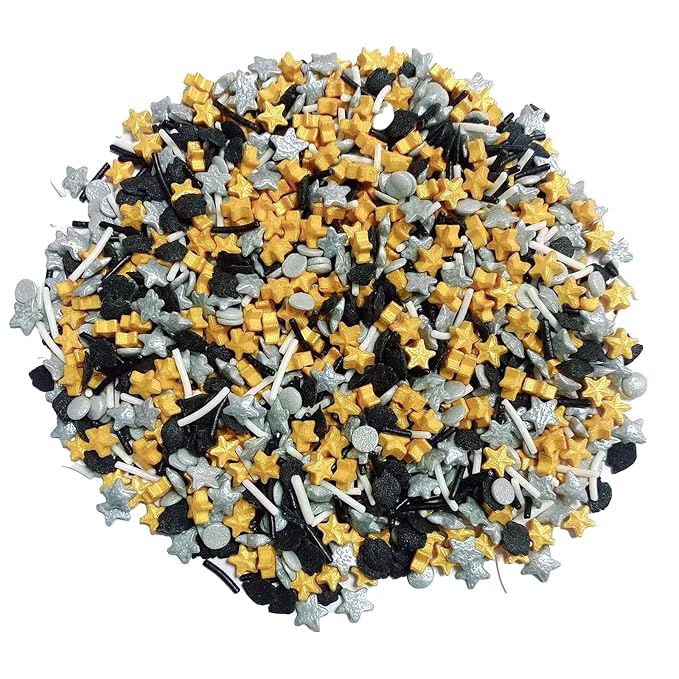 Sentovac Graduation Sprinkles Black Gold Sliver White Mix Edible Sprinkle Graduation Season Theme for Cake Decorating Candy Cupcake Cake Topper Cookie Baking Decorations Supplies