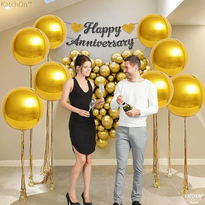KatchOn, Large Gold Foil Balloons - Huge 22 Inch, Pack of 6 | Gold Mylar Balloons for Golden Party Decorations, St Patricks Day Decorations | Metallic Balloon for Ramadan Decorations, Birthday Party