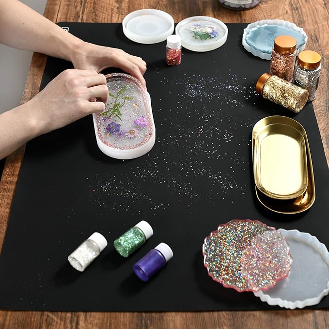 SAPID Extra Large Silicone Sheet for Crafts 23.6" x 31.4", Thick Silicone Jewelry Casting Mats, Nonstick Nonslip Silicon Mat for Epoxy Resin, Art Painting, Heat Resistant Counter Mat (Black)