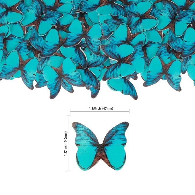 Gyufise 48Pcs Edible Butterfly Cake Decorations - Wafer Paper Butterflies & Cupcake Toppers in Green