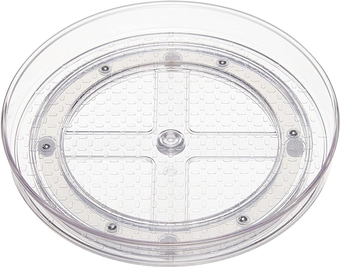 Amazon Basics Clear Rotating Lazy Susan Turntable Organizer for Condiments, 9-Inch (Pack of 16)