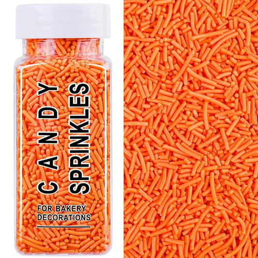 Orange Jimmies Sprinkles, Edible Halloween Sprinkles for Baking Topping, Cupcakes, Cookies, Ice Cream & Cake Decorating, Thanksgiving Fall Harvest Autumn Party Supplies
