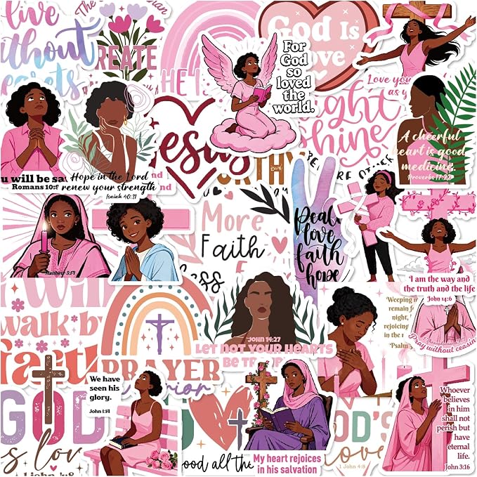 100 Pcs Christian Prayer Board Stickers, Jesus Sticker for Water Bottles Laptop Scrapbook Journaling Planner, Bible Study Vision Board Supplies Christian Easter Gifts