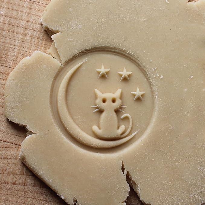 Wood Cookie Stamp, 2.5 Inch (Halloween Cat CS-133)