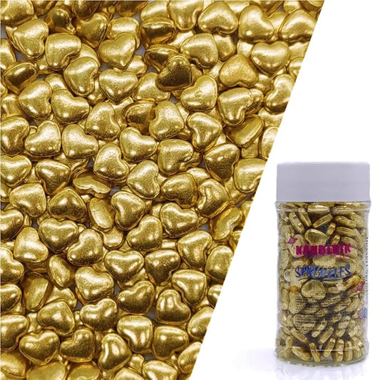 Super Gold Heart Sprinkles Edible Heart Cake Decorating Cake Decorations Cupcake Toppers Cookie Decorating Perfect for Cakes, Cupcakes, Desserts Toppings 3OZ