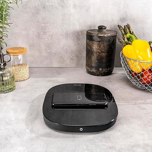 ZWILLING Enfinigy 2-in-1 Digital Kitchen Food Scale, Wireless Charging Station, Max weight 22lbs, Grams & Ounces, 0.1-gram Accuracy, Black
