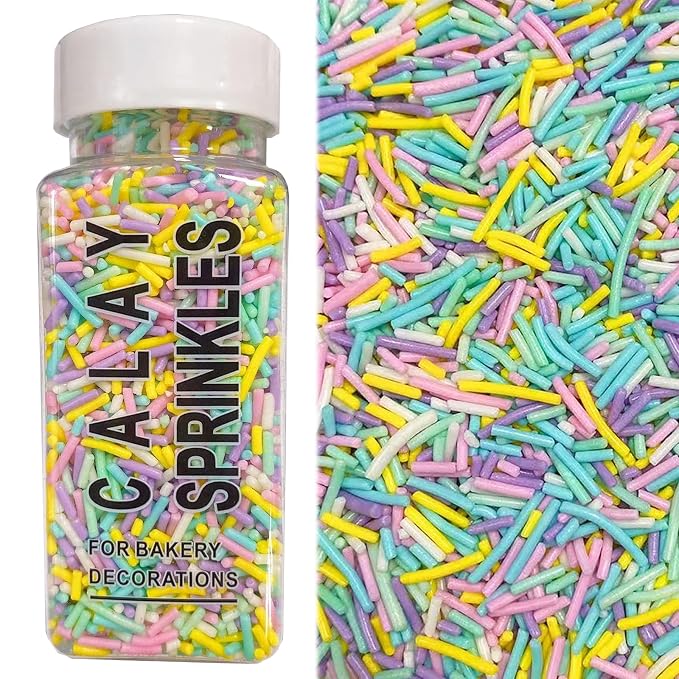 Sentovac Easter Jimmies Sprinkles Edible for Cake Decorating Pastel Sprinkles Sugar Candy Cookie Cupcake Topper Ice Cream Baking Decorations Easter Vanlentine Christmas Supplies 3.53oz
