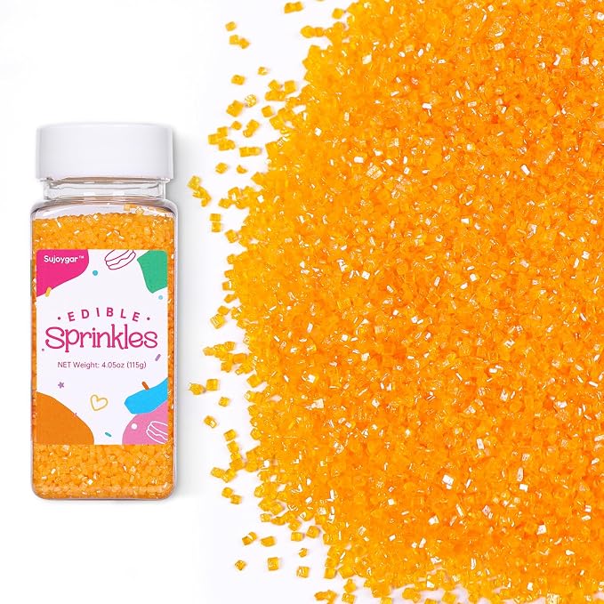 Dark Yellow Sugar Sprinkles for Cake Decorating, 4.02oz Yellow Sprinkles Edible for Cupcake Toppers Baking Cookie Ice Cream Chocolate Mardi Gras Easter Party Decoration