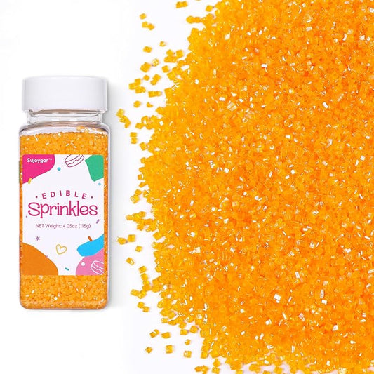 Dark Yellow Sugar Sprinkles for Cake Decorating, 4.02oz Yellow Sprinkles Edible for Cupcake Toppers Baking Cookie Ice Cream Chocolate Mardi Gras Easter Party Decoration