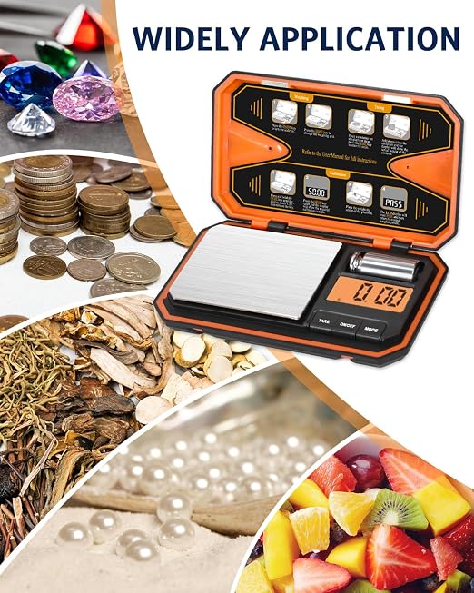 Digital Pocket Scale, High-Precision 500g x 0.01g Gram Scale with 50g Calibration Weight, Mini 6 Units Jewelry Scale with LCD Display, Tare Function for Food, Jewelry, Coin, Coffee, Battery Included