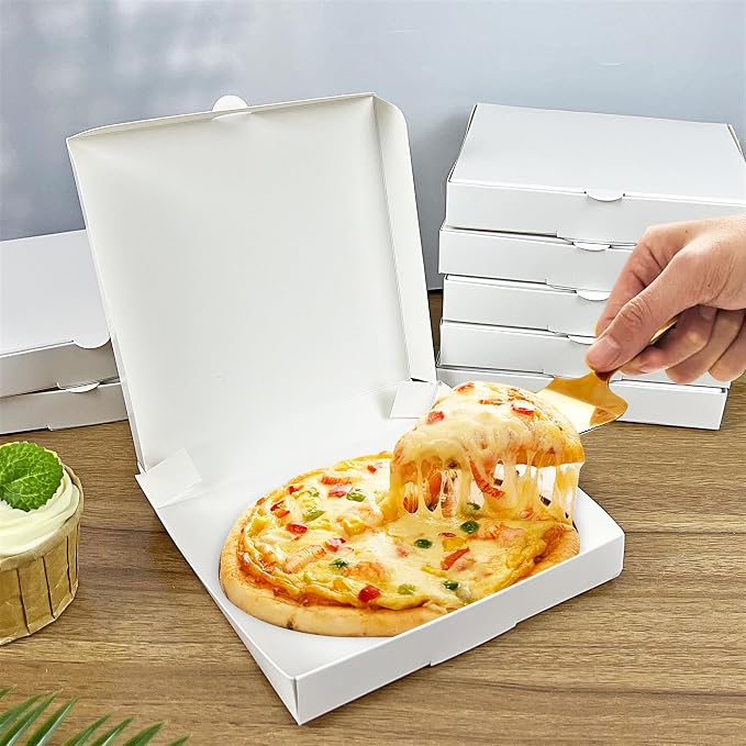 KEEPARTY 30 PCS White Mini Pizza Boxes 5.1x5.1x0.78 Inch For Homemade Pizzas and Crafts