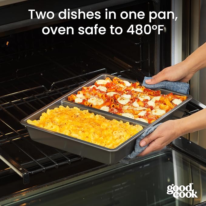 GoodCook Premium Nonstick Divided Baking Pan, 11 x 14-Inch