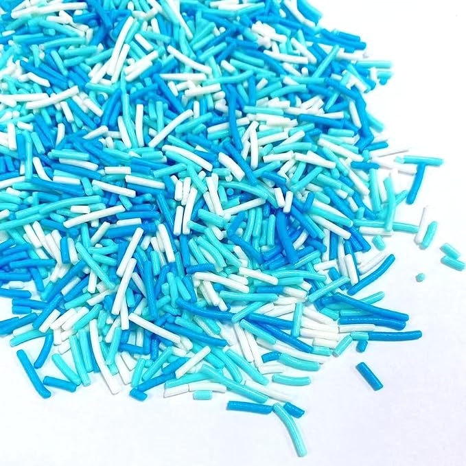 Sentovac Blue and White Jimmies Sprinkles Edible for Cake Decorating Winter Frozen Sprinkles Sugar Candy Cookie Cupcake Topper Ice Cream Baking Decorations Wedding Halloween Christmas Supplies 3.53oz