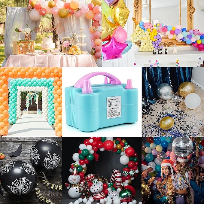 Electric Balloon Pump, Portable Electric Balloon Blower Machine Balloon Air Pump, Dual Nozzle 110V 600W Balloon Inflator for Party Decoration Christmas Birthday