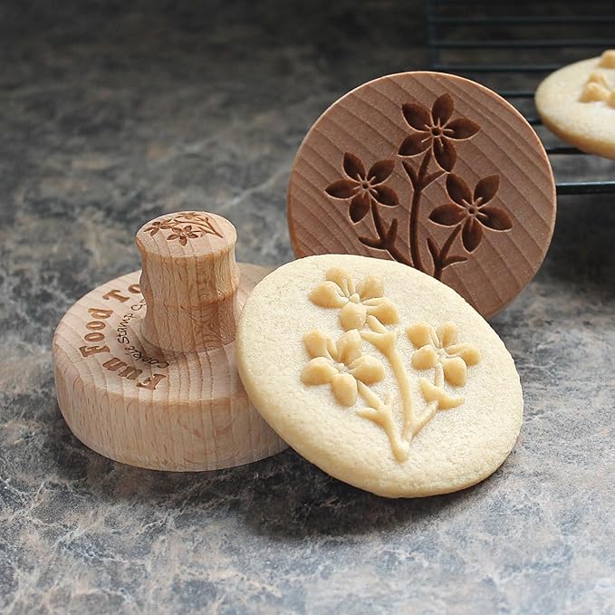 Wood Cookie Stamp, 2.5 Inch (Spring Bouquet CS-136)