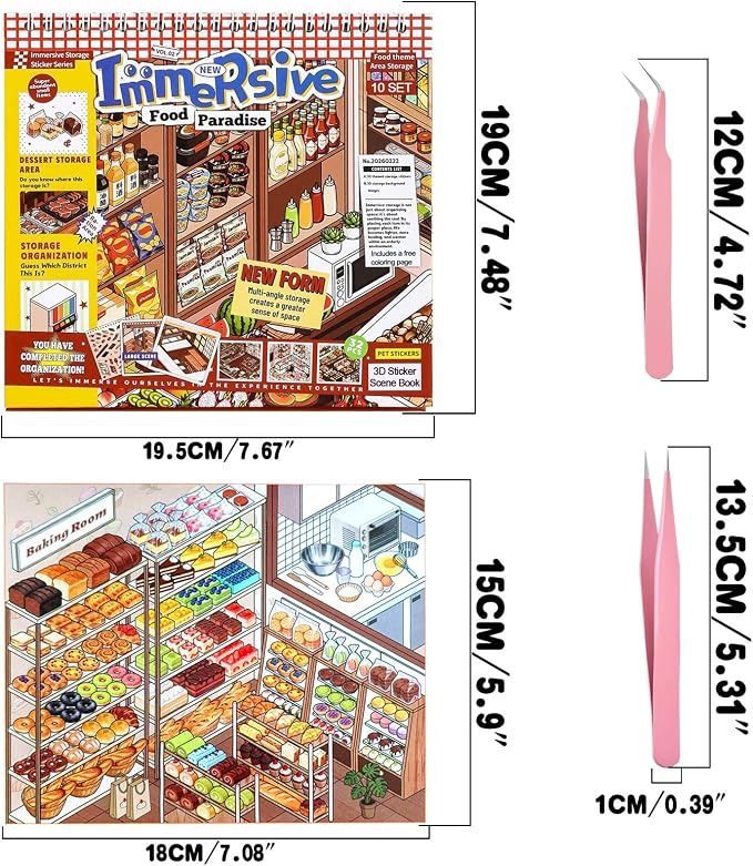 10 Sets Big DIY 3D Sticker Scene Book for Kids Adults Make Your Own Shop House Stickers with Guidelines for Gifts Stickers Therapy for Adult Relief Stress Pass The Time Supermarket (Food Paradise)