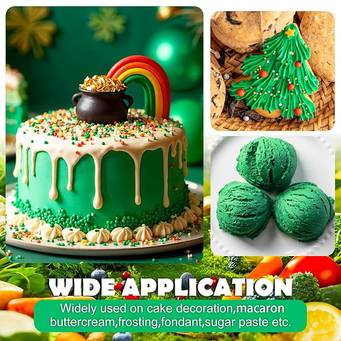 Natural Green Food Coloring - Dye Free Natural Food Dye, FD&C Artificial Dye Free Liquid Food Coloring for Baking, Cake Decorating, Frosting, Icing, Easter Eggs, Fondant, Cookies & More, 2 fl. oz