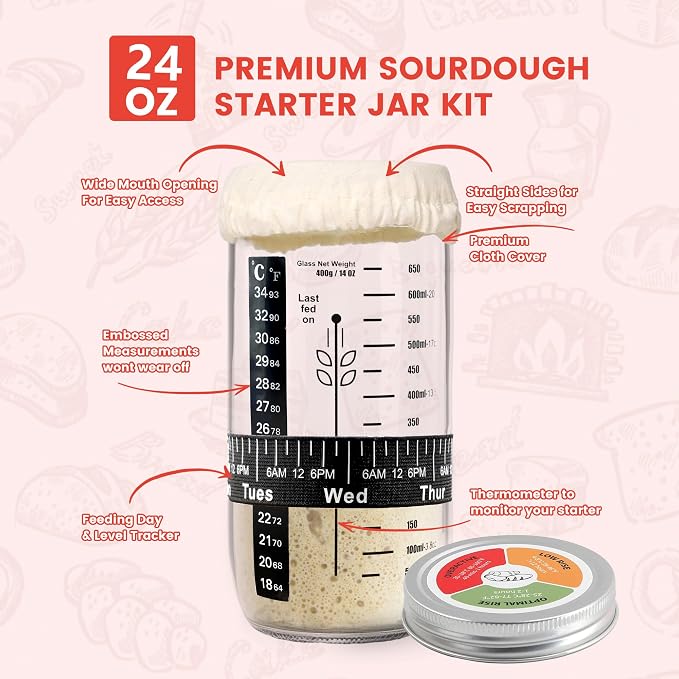 Joyyy Sourdough Starter Kit, Banneton Bread Proofing Basket, 8.5Inch Proofing Basket for Baking, Banneton Bread Baking Gift Set, Sourdough Bread Baking Supplies (Black)