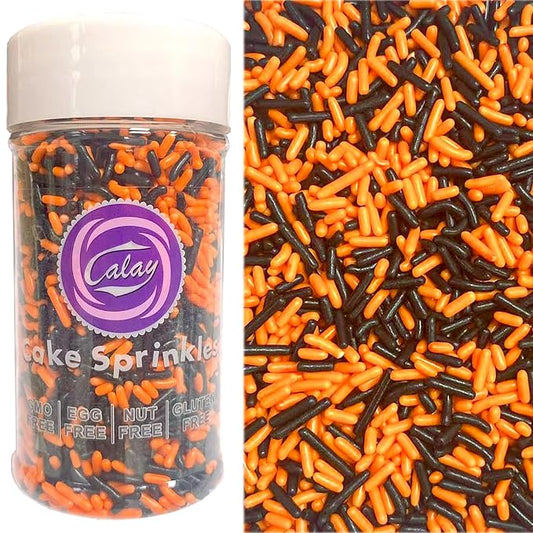 PhilaeEC Orange Black Jimmies Sprinkle Edible Soft Jimmies Sprinkle for Cake Decoration Cupcake Topper Cookie Baking Decorations Halloween Christmas Valentine Supplies 2.75oz/78g
