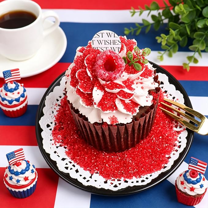 Red White and Blue Sprinkles, 11.3oz/320g Edible Patriotic Sprinkles Mixed Star Nonpareils Jimmies Sanding Sugar, 4th of July Sprinkles 4 Jars Set for Baking Cakes Cupcakes Cookies Ice Cream