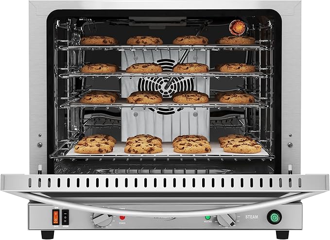 KoolMore 23 in. Commercial Countertop Convection Oven for Half-Size Pans with 4 Racks 2800W of Power and Steam Injection, 240V in Stainless-Steel, ETL Listed for Safety and Sanitation (KM-CTCO-23STI)