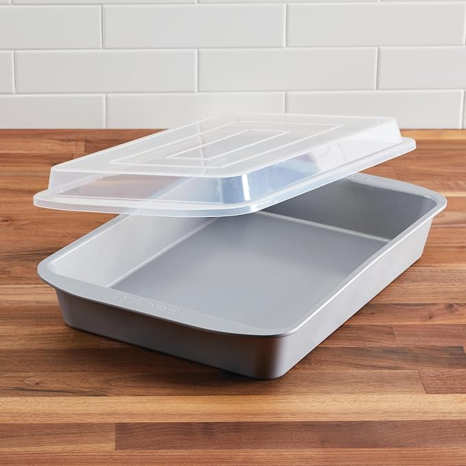 Farberware GOLDEN BAKE Bakeware Nonstick Rectangular Cake Pan with Lid, Kitchen Supplies, 9-Inch x 13-Inch, Gray