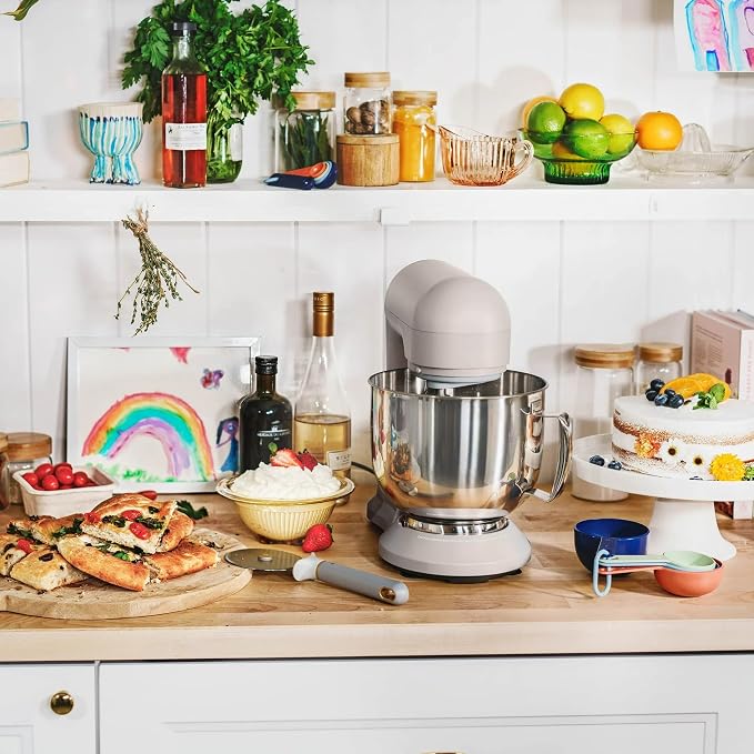 5.3 Qt Stand Mixer, 300W Electric Kitchen Mixer with 12 Speeds, Tilt Head Design, Stainless Steel Bowl, Dough Hook Whisk Beater Splash Guard (Porcini Taupe)