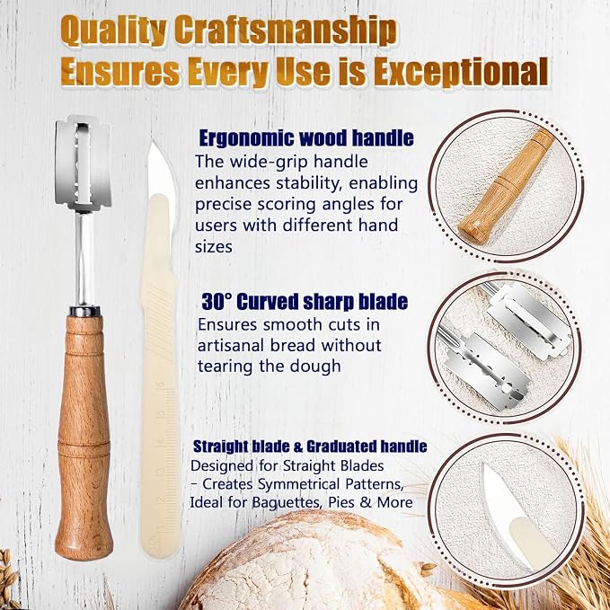 2 in 1 Bread Lame with Storage Case, Professional Bread Scoring Tool Kit, Essential for Home Bakers & Culinary Programs