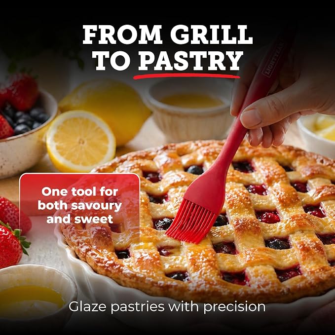 Lightyear Silicone Basting Pastry Brush Set (2 Pcs) ❘ 450°F Heat Resistant Oil Brush for Your Kitchen - Ideal For BBQ’s, Baking & Cooking | 100% Food Grade Silicone - BPA Free & Dishwasher Safe (Red)