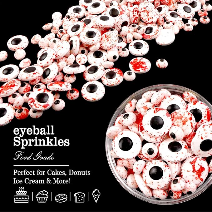 Edible Candy Eye, Halloween Sprinkles, Bloody Eyeballs, Halloween Sprinkles for Cake Decorating, Edible Cake Decoration & Cupcake Toppers, 150g/5.29oz, Party Supplies