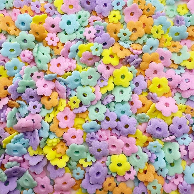 CandiJumpin Pastel Flower Sprinkles for Cake Decorating, Mini Edible Flowers Rainbow Flower Decorations Edible Flowers Cake Confetti Baby Shower Party Birthday Wedding Christmas Supplies 3 OZ