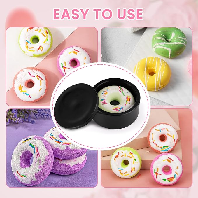 2.5inch Round Soap Shampoo Bar Mold, 3D Plastic Solid Bath Bomb Shower Steamer Press Molds for Making Shampoo Bars, Shower Steamers, Soaps, Bath Bombs, DIY Making Supplies (Doughnut)