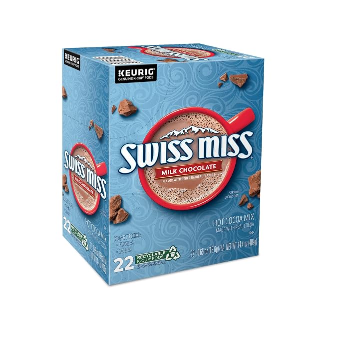 Swiss Miss Milk Chocolate Hot Cocoa, Keurig Single-Serve K-Cup Pods, 88 Count (4 Packs of 22)