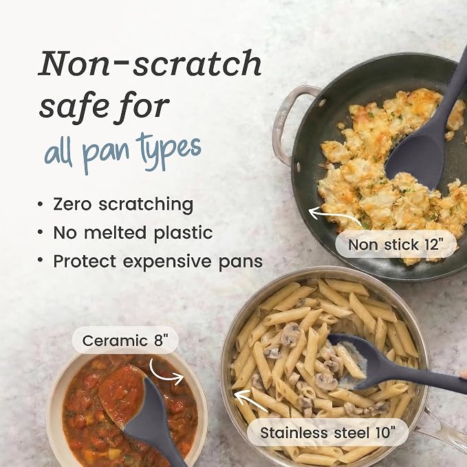 StarPack Silicone Spoonula The All-Rounder 11 Inch - LFGB Spoon Spatula, 600°F Heat Resistant, BPA-Free - One-Piece Seamless, Dishwasher Safe - for Nonstick Cookware, Gray Black